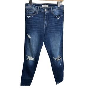 Flying Monkey Women's High Rise Dark Wash Distressed Skinny Jeans Size 29